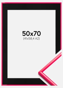 Ramme New Lifestyle Hot Pink 50x70 cm - Passepartout Sort 42x59,4 cm (A2)