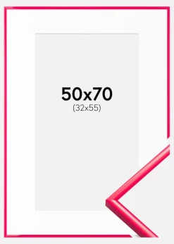 Ramme New Lifestyle Hot Pink 50x70 cm - Passepartout Hvid 33x56 cm