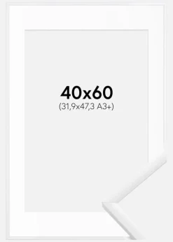 Ramme New Lifestyle Hvid 40x60 cm - Passepartout Hvid 32,9x48,3 cm (A3+)