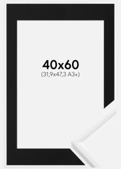 Ramme New Lifestyle Hvid 40x60 cm - Passepartout Sort 32,9x48,3 cm (A3+)
