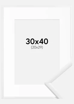 Ramme New Lifestyle Hvid 30x40 cm - Passepartout Hvid 21x30 cm