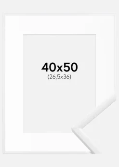 Ramme New Lifestyle Hvid 40x50 cm - Passepartout Hvid 27,5x37 cm