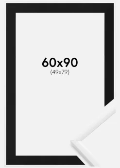 Ramme New Lifestyle Hvid 60x90 cm - Passepartout Sort 50x80 cm