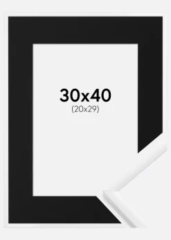 Ramme New Lifestyle Hvid 30x40 cm - Passepartout Sort 21x30 cm