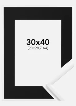 Ramme New Lifestyle Hvid 30x40 cm - Passepartout Sort 21x29,7 cm (A4)