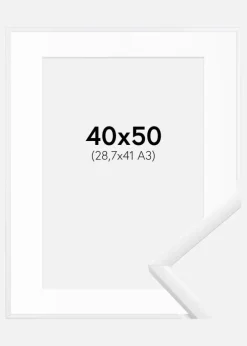 Ramme New Lifestyle Hvid 40x50 cm - Passepartout Hvid 29,7x42 cm (A3)