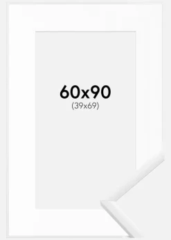 Ramme New Lifestyle Hvid 60x90 cm - Passepartout Hvid 40x70 cm