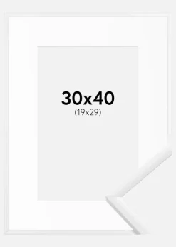 Ramme New Lifestyle Hvid 30x40 cm - Passepartout Hvid 20x30 cm
