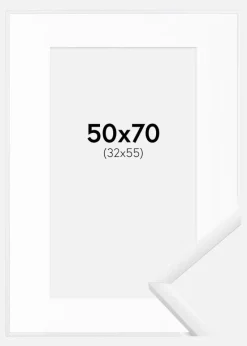 Ramme New Lifestyle Hvid 50x70 cm - Passepartout Hvid 33x56 cm