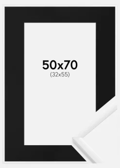 Ramme New Lifestyle Hvid 50x70 cm - Passepartout Sort 33x56 cm