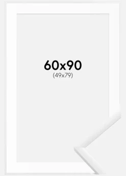 Ramme New Lifestyle Hvid 60x90 cm - Passepartout Hvid 50x80 cm