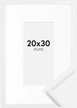 Ramme New Lifestyle Hvid 20x30 cm - Passepartout Hvid 10x20 cm