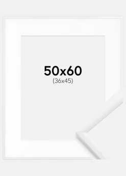 Ramme New Lifestyle Hvid 50x60 cm - Passepartout Hvid 37x46 cm