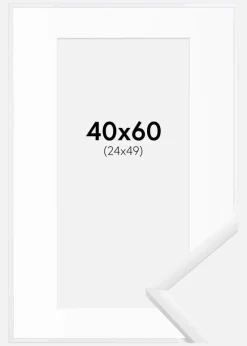 Ramme New Lifestyle Hvid 40x60 cm - Passepartout Hvid 25x50 cm