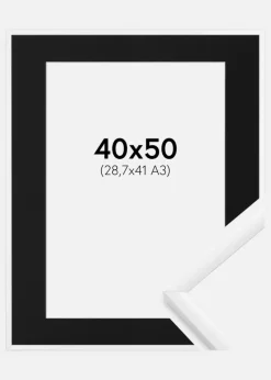 Ramme New Lifestyle Hvid 40x50 cm - Passepartout Sort 29,7x42 cm (A3)