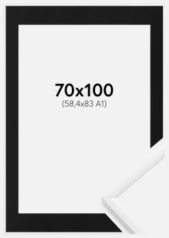 Ramme New Lifestyle Hvid 70x100 cm - Passepartout Sort 59,4x84 cm (A1)