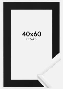 Ramme New Lifestyle Hvid 40x60 cm - Passepartout Sort 30x50 cm