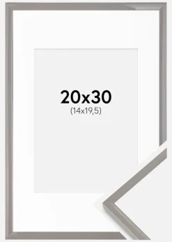 Ramme New Lifestyle jordgrå 20x30 cm - Passepartout Hvid 15x21 cm