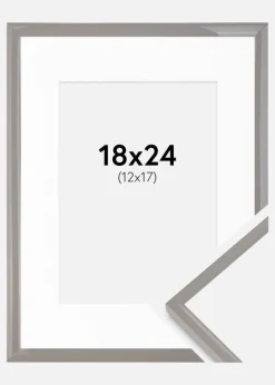 Ramme New Lifestyle jordgrå 18x24 cm - Passepartout Hvid 13x18 cm
