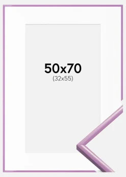 Ramme New Lifestyle Lys Lilla 50x70 cm - Passepartout Hvid 33x56 cm