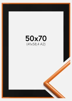 Ramme New Lifestyle Lys Orange 50x70 cm - Passepartout Sort 42x59,4 cm (A2)