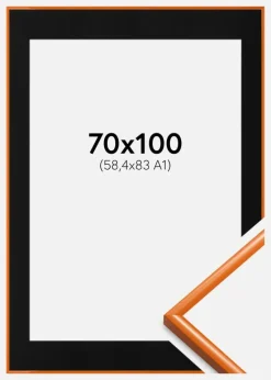 Ramme New Lifestyle Lys Orange 70x100 cm - Passepartout Sort 59,4x84 cm (A1)