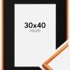 Ramme New Lifestyle Lys Orange 30x40 cm - Passepartout Sort 20x30 cm