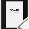 Ramme New Lifestyle Lysegrå 30x40 cm - Passepartout Sort 8x12 inches