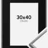 Ramme New Lifestyle Lysegrå 30x40 cm - Passepartout Sort 20x30 cm