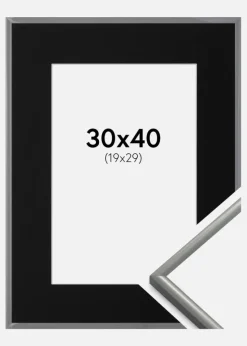Ramme New Lifestyle Lysegrå 30x40 cm - Passepartout Sort 20x30 cm