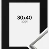 Ramme New Lifestyle Lysegrå 30x40 cm - Passepartout Sort 21x30 cm