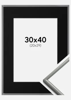 Ramme New Lifestyle Lysegrå 30x40 cm - Passepartout Sort 21x30 cm