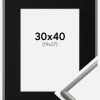 Ramme New Lifestyle Lysegrå 30x40 cm - Passepartout Sort 20x28 cm