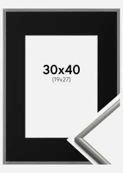 Ramme New Lifestyle Lysegrå 30x40 cm - Passepartout Sort 20x28 cm