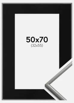 Ramme New Lifestyle Lysegrå 50x70 cm - Passepartout Sort 33x56 cm
