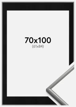 Ramme New Lifestyle Lysegrå 70x100 cm - Passepartout Sort 62x85 cm