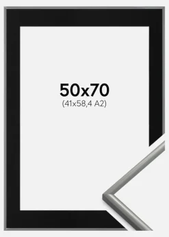 Ramme New Lifestyle Lysegrå 50x70 cm - Passepartout Sort 42x59,4 cm (A2)