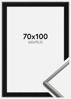 Ramme New Lifestyle Lysegrå 70x100 cm - Passepartout Sort 61x91,5 cm