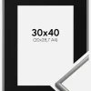 Ramme New Lifestyle Lysegrå 30x40 cm - Passepartout Sort 21x29,7 cm (A4)