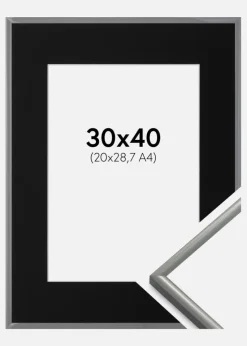 Ramme New Lifestyle Lysegrå 30x40 cm - Passepartout Sort 21x29,7 cm (A4)