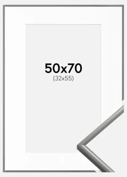 Ramme New Lifestyle Lysegrå 50x70 cm - Passepartout Hvid 33x56 cm