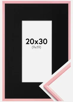 Ramme New Lifestyle Lyserød 20x30 cm - Passepartout Sort 10x20 cm