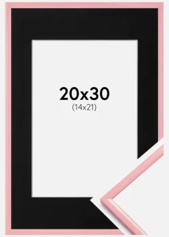 Ramme New Lifestyle Lyserød 20x30 cm - Passepartout Sort 15x22 cm