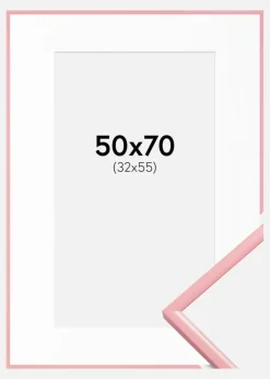 Ramme New Lifestyle Lyserød 50x70 cm - Passepartout Hvid 33x56 cm