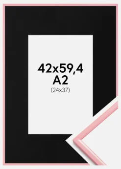 Ramme New Lifestyle Lyserød 42x59,4 cm (A2) - Passepartout Sort 25x38 cm