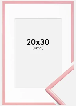 Ramme New Lifestyle Lyserød 20x30 cm - Passepartout Hvid 15x22 cm