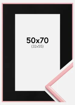 Ramme New Lifestyle Lyserød 50x70 cm - Passepartout Sort 33x56 cm