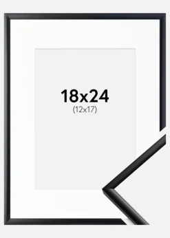 Ramme New Lifestyle Mat Sort 18x24 cm - Passepartout Hvid 13x18 cm