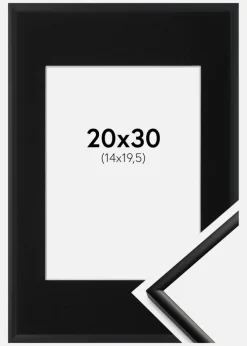 Ramme New Lifestyle Mat Sort 20x30 cm - Passepartout Sort 15x21 cm (A5)