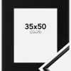 Ramme New Lifestyle Mat Sort 35x50 cm - Passepartout Sort 24x30 cm